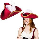 Liitrsh Tricorn Pirate Hat with Feather 15 x 15 x 3.9 Inch Colonial Tricorn Hat Adult Revolutionary Renaissance