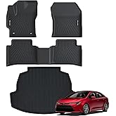 NIKALAIKA Floor Mats & Cargo Liner for 2020-2024 2025 2026 Toyota Corolla/Corolla Hybrid Sedan (Not for Hatchback) All Weather Protection TPE Rubber Full Set Automotive Accessories, Black
