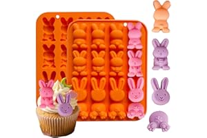 Copzievkae 2PCS Bunny Chocolate Mold, 16 Cavity Easter Silicone Chocolate Molds Easter Bunny Silicone Chocolate Mold Rabbit I