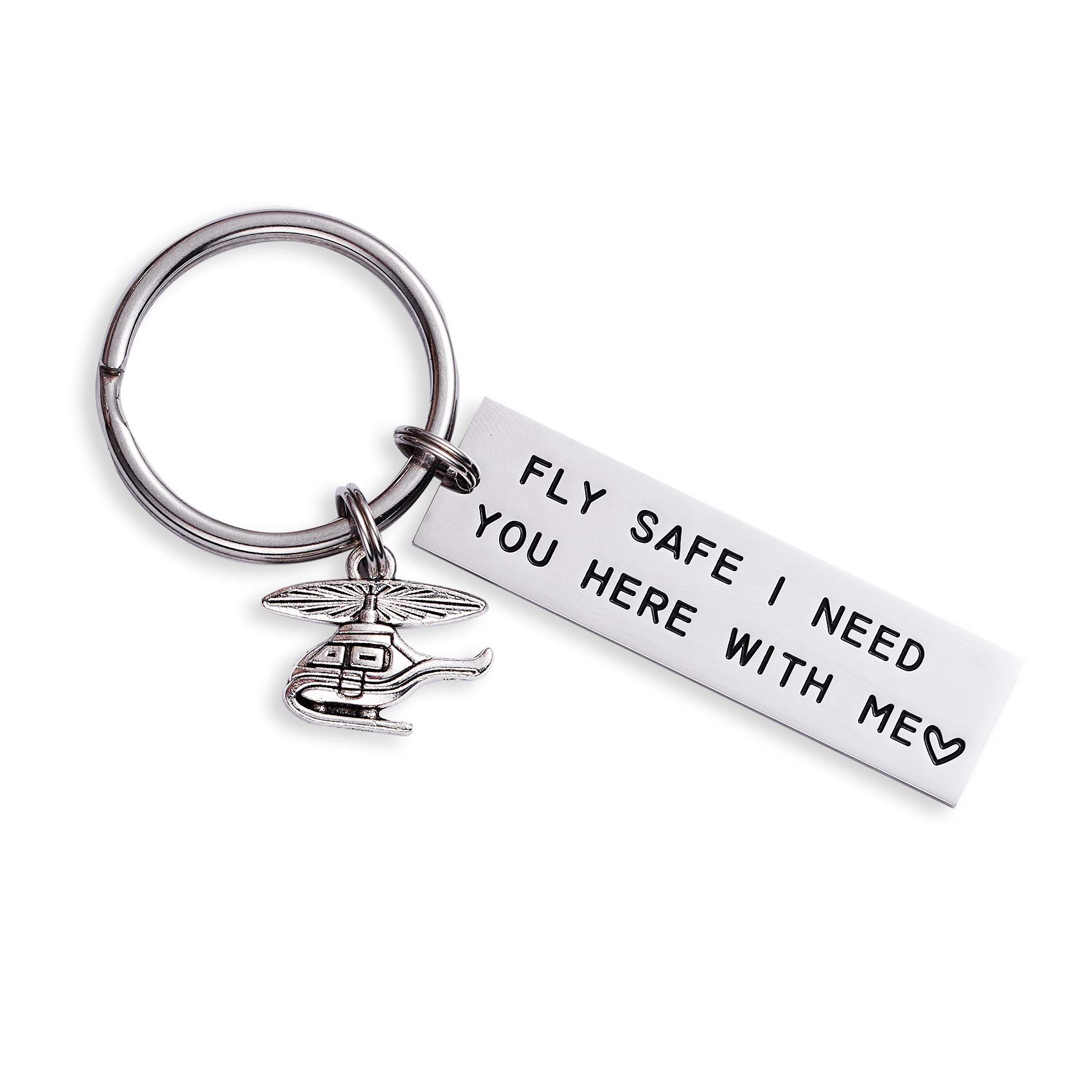 LParkin Fly Safe I Love You I Need You Here with Me Keychains Luggage Tag Flight Attendant Flight School Graduation Pilot Travel Gifts Stainless Steel