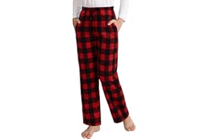 Motarto Boys Pants Kids Soft Micro Fleece Plaid Pants Elastic Waistband with Pockets Drawstring