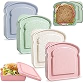 4Pcs Sandwich Containers for Lunch Boxes, Reusable Sandwich Box Container for Kids, Sandwich Holder Bread Container for Adults, BPA Free, Microwave & Dishwasher Safe, School, Office, Camping