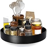Metal Lazy Susan Organizer, 12 Inch Anti-Rust Turntable for Cabinet, Kitchen, Dining Table, Bathroom – Rotating Spice Rack, Spinner Storage, Round Carousel Organizer for Countertop Black