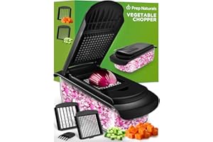 PrepNaturals Vegetable Chopper with Container, Veggie Chopper, Food Chopper & Onion Chopper - Mandoline Slicer for Kitchen (4 in 1, Black)