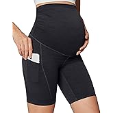 Ewedoos Maternity Biker Shorts with Pockets Buttery Soft Maternity Shorts Over Belly Pregnancy Shorts Active Yogs Short