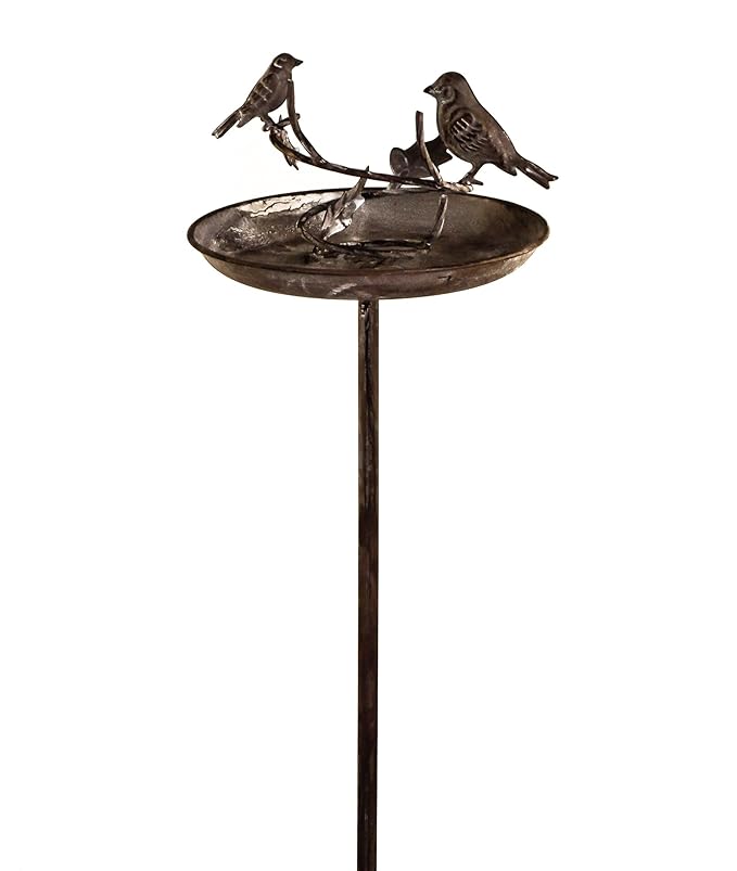 East2eden Brown Metal Free Standing Bird Bath Birdbath Wild Birds