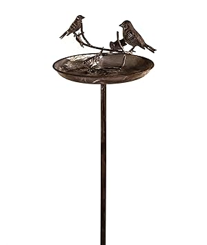 East2eden Brown Metal Free Standing Bird Bath Birdbath Wild Birds