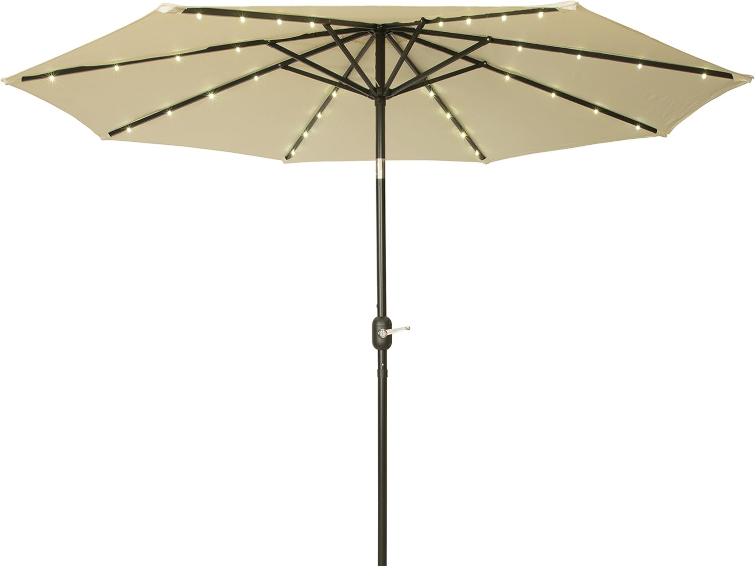 Amazon Com Trademark Innovations Deluxe Solar Powered Led Lighted Patio Umbrella 9 Light Beige Garden Outdoor