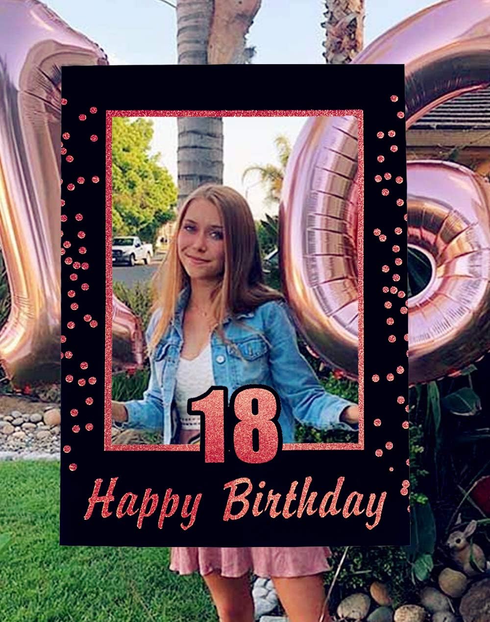 JeVenis 18 Birthday Party Photo Booth Props 18 Birthday Photo Frame 18th Birthday Decoration 18th Birthday Party Favors