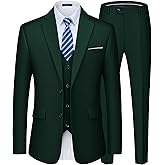 Saruit Men's Suits Slim Fit Tuxedo Suit Set 3 Piece 2-Button Solid Prom Wedding Party Blazer Vest Pants