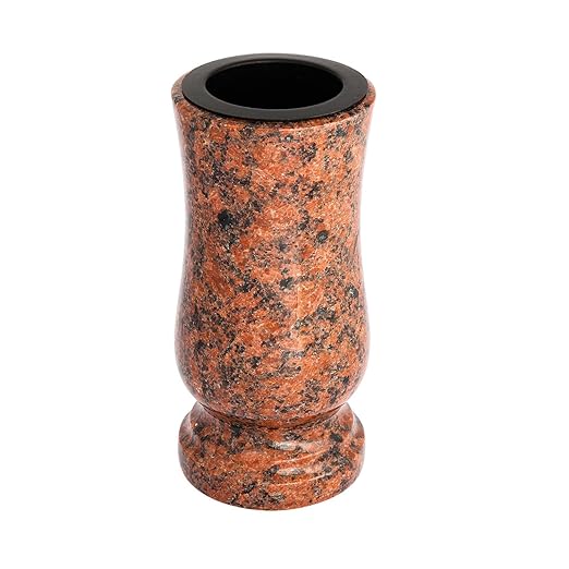 Afterglow Stilvolle Grabvase aus Echtem Granit Vanga Höhe 20 cm/Ø 10 cm Grabschmuck Wetterfest frostsicher Granitvase mit Kun