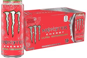 Monster Energy Ultra Watermelon, Sugar Free Energy Drink, 16 Ounce (Pack of 15)