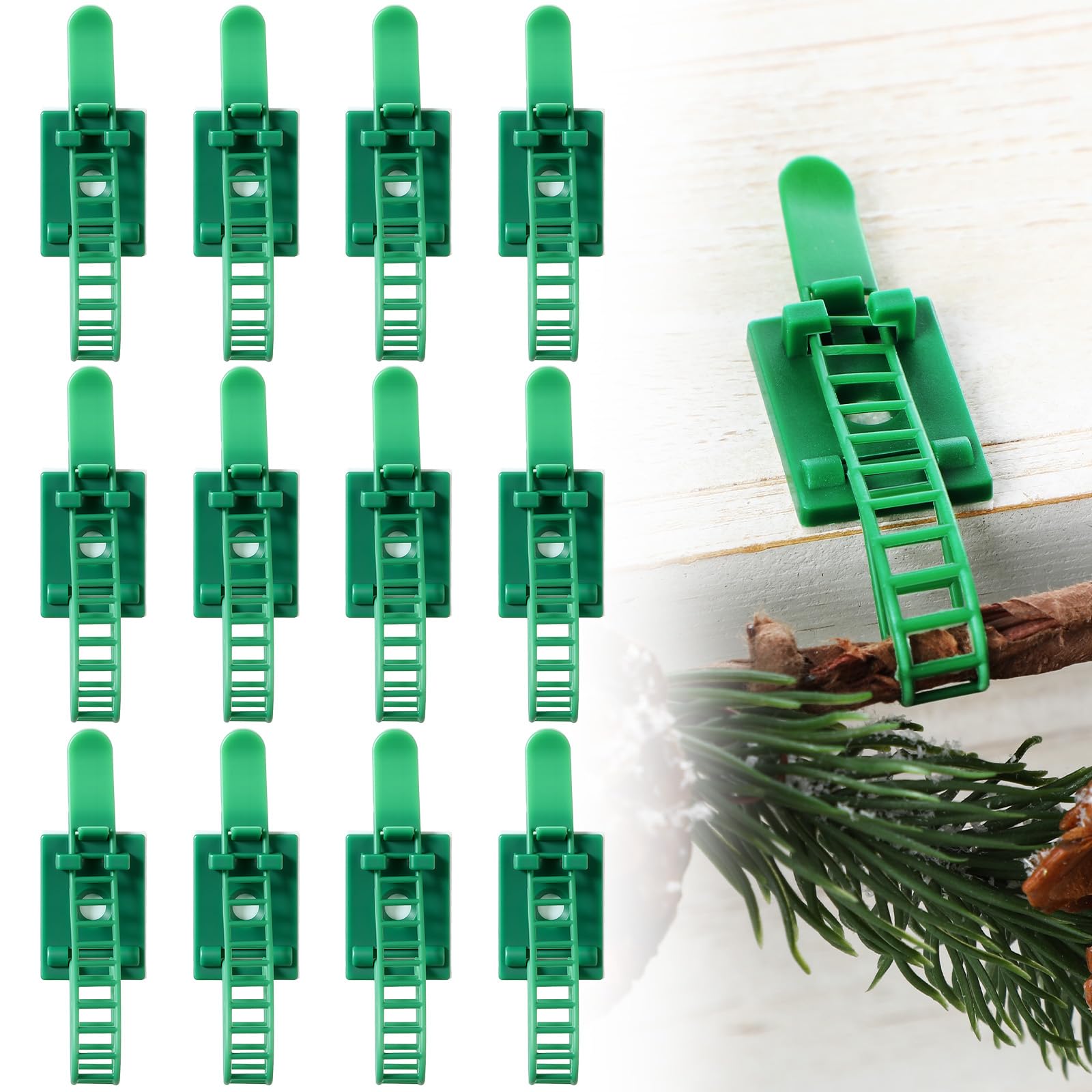 Photo 1 of ****4 PIECE****Gilprop 12 Pcs Christmas Garland Hanger Green Wreath Ties Hooks for Mantle Adjustable Stocking Holder Reusable Adhesive Straps Wreath Hangers for Front Door Fireplace Staircase Banisters