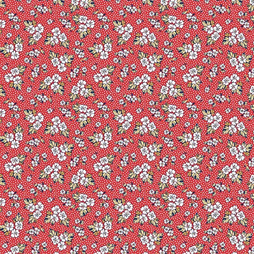 Stitch & Sparkle Fabrics, Vintage Mix & Match, Floral Dot Raspberry Cotton Fabr…