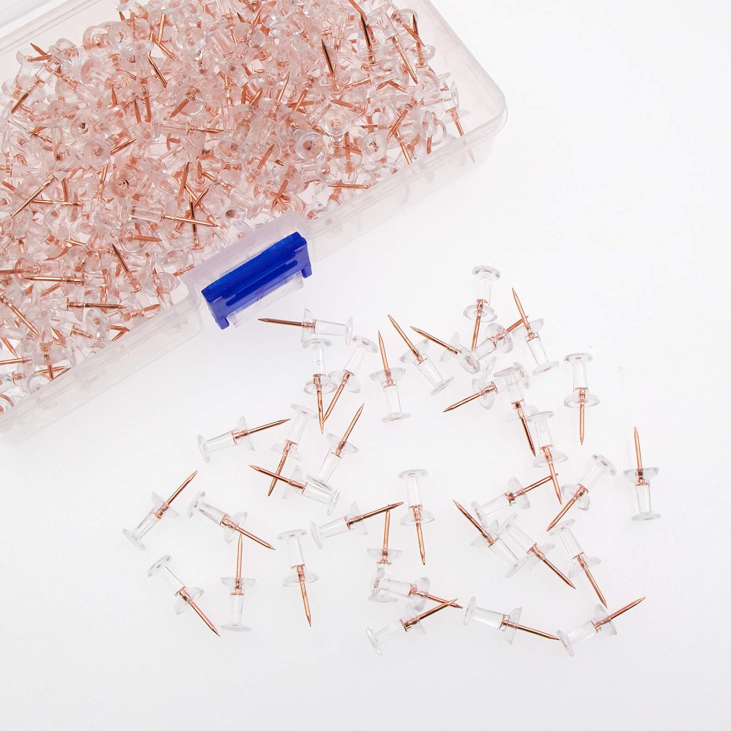 VAPKER 300PCS Plastic Rose Gold Push Pins Clear Thumb Tack Decorative Cork for Cork Bulletin Board Craft and Picture Hanging at Home Office School - Image 5