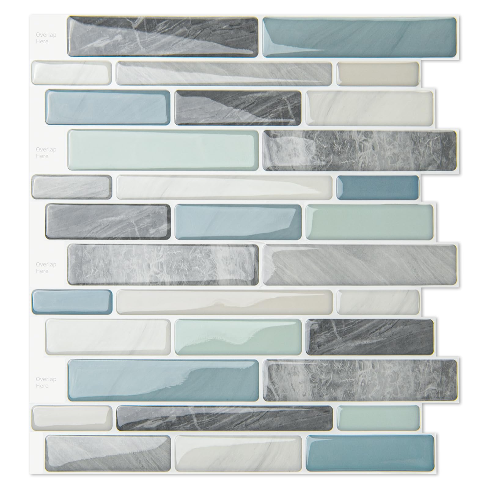 Photo 1 of WOWSTAR 10-Sheet Peel and Stick Backsplash Tile for Kitchen, Back Splash Stick On Tiles for Kitchen Wall (Grey and Blue)