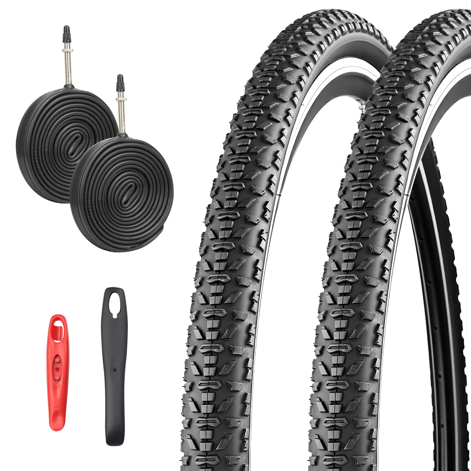 Photo 1 of MAKELEN High-Performance 700x40c Gravel Bike tire Designed for Versatile use on Paved Roads, Gravel Paths, and Light Off-Road Trails (2 Tires&2 Tubes(Black), 700x40c)