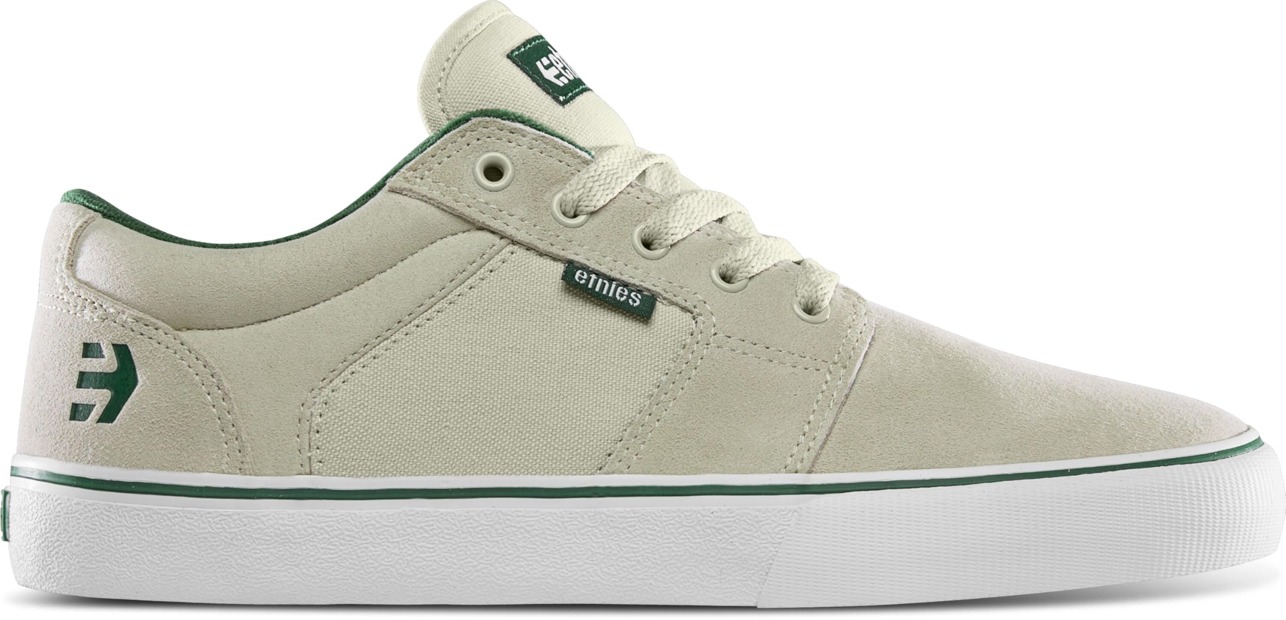 Etnies Men’s Barge LS Low Top Skate Shoe, White/Green/Gum, 11.5
