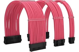 FormulaMod Sleeve Extension Power Supply Cable Kit 18AWG ATX 24P+ (2) EPS 8-P+ (3) PCI-E8-P with Combs for PSU to Motherboard