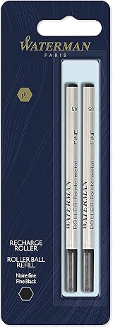 Waterman Rollerball Pen Refill Fine Point Black Ink 2 Count