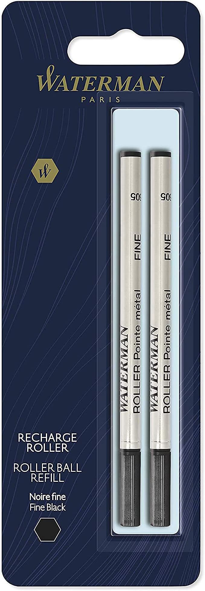 Waterman Rollerball Pen Refill Fine Point Black Ink 2 Count