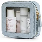 Popvibe Clear Makeup Bag Travel Cosmetic Case Transparent Toiletry Bag with Zipper, Portable Make Up Organizer Traveling Compact Car Bag for Essentials