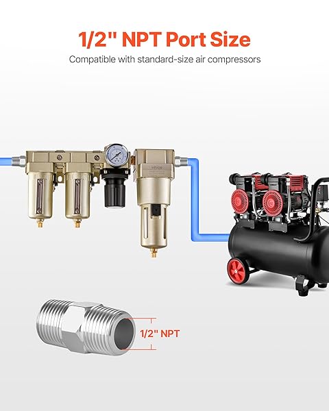 VEVOR AIR COMPRESSOR FILTER REGULATOR COMBO, 1/2″ NPT 3-STAGE 25ΜM & 5ΜM & 0.3ΜM COMPRESSED AIR DRYING SYSTEM WITH MICRON FILTERS & OIL-WATER SEPARATOR, SEMI-AUTO DRAIN, 175PSI MAX WORKING PRESSURE
