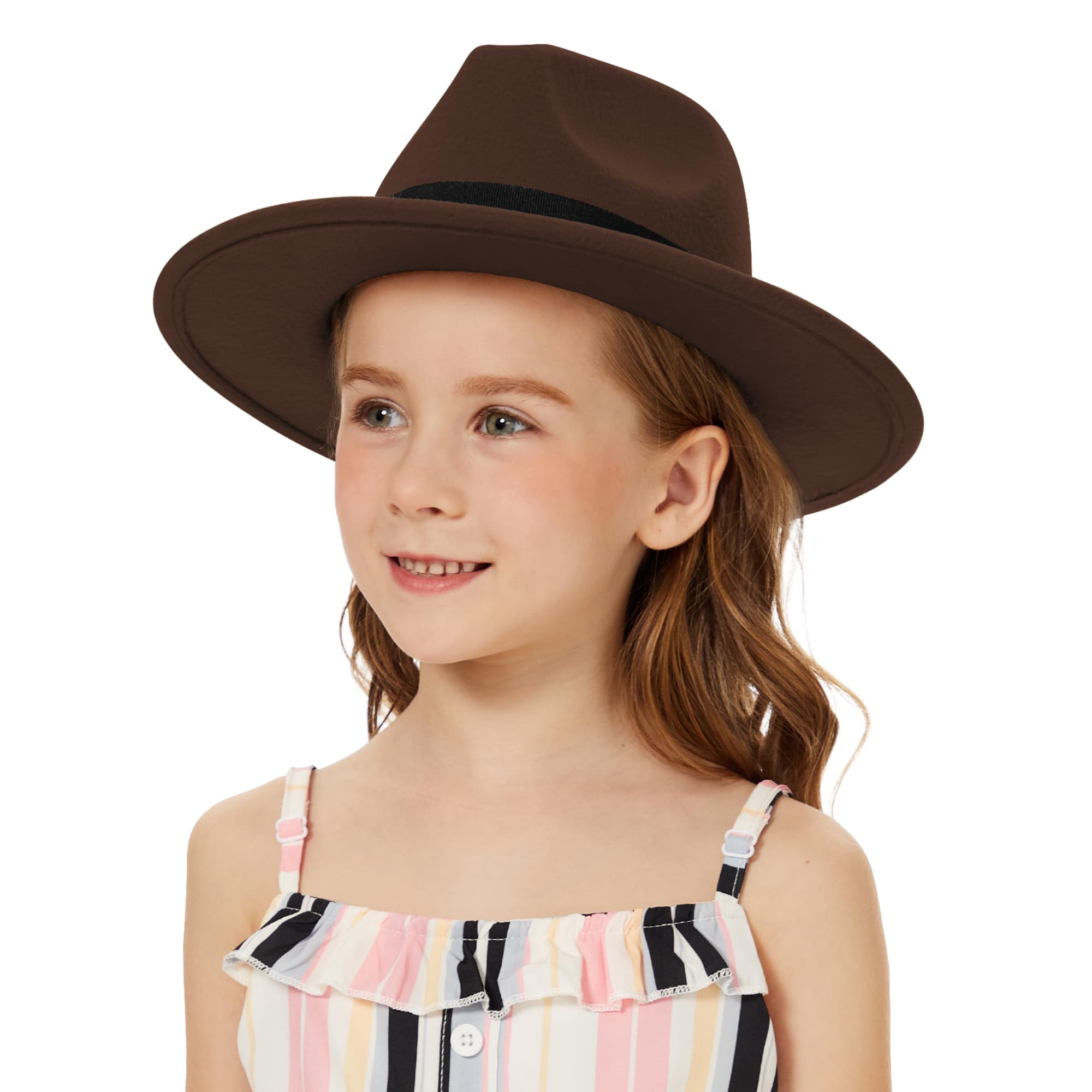 Photo 1 of SAJUZEN Kids Fedora Hats Wide Brim Panama Hat Felt Bowler Cap for Boys Girls