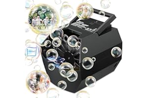 Theefun Bubble Machine: 500ML Automatic Bubble Blower for Kids and Toddlers, Portable Bubble Maker Operated by Plug-in or Batteries for Parties Weddings Birthday Outdoor and Indoor Black