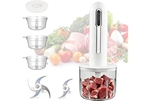 Electric Mini Garlic Chopper, Small Cordless Electric Food Chopper with Meat Grinder & Vegetable Chopper with 2 Blades & 4 Cu