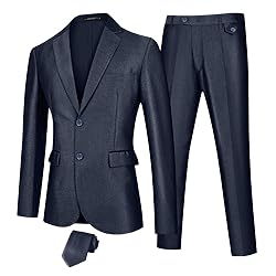 MAGE MALE Men's 2 Piece Solid Suit Two Button Notch