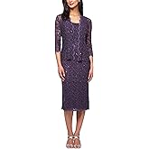 Alex Evenings Women's Shift Dress with Lace Jacket (Petite and Regular)