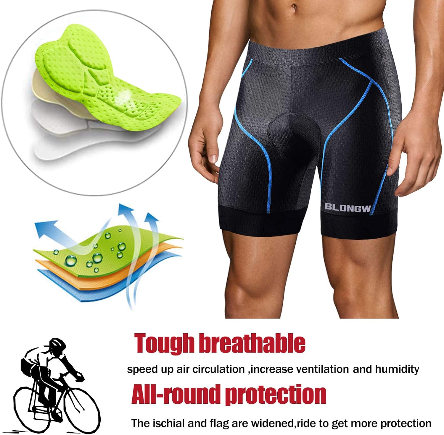 Sports Men's Cycling Shorts 4D Padded Bicycle Riding Pants Bike Biking Clothes Cycle Wear Tights: Clothing