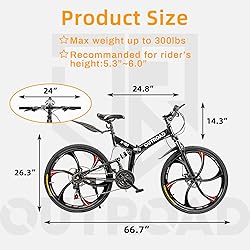 PanAme 26 Inch Adult Folding Bikes/Mountain
