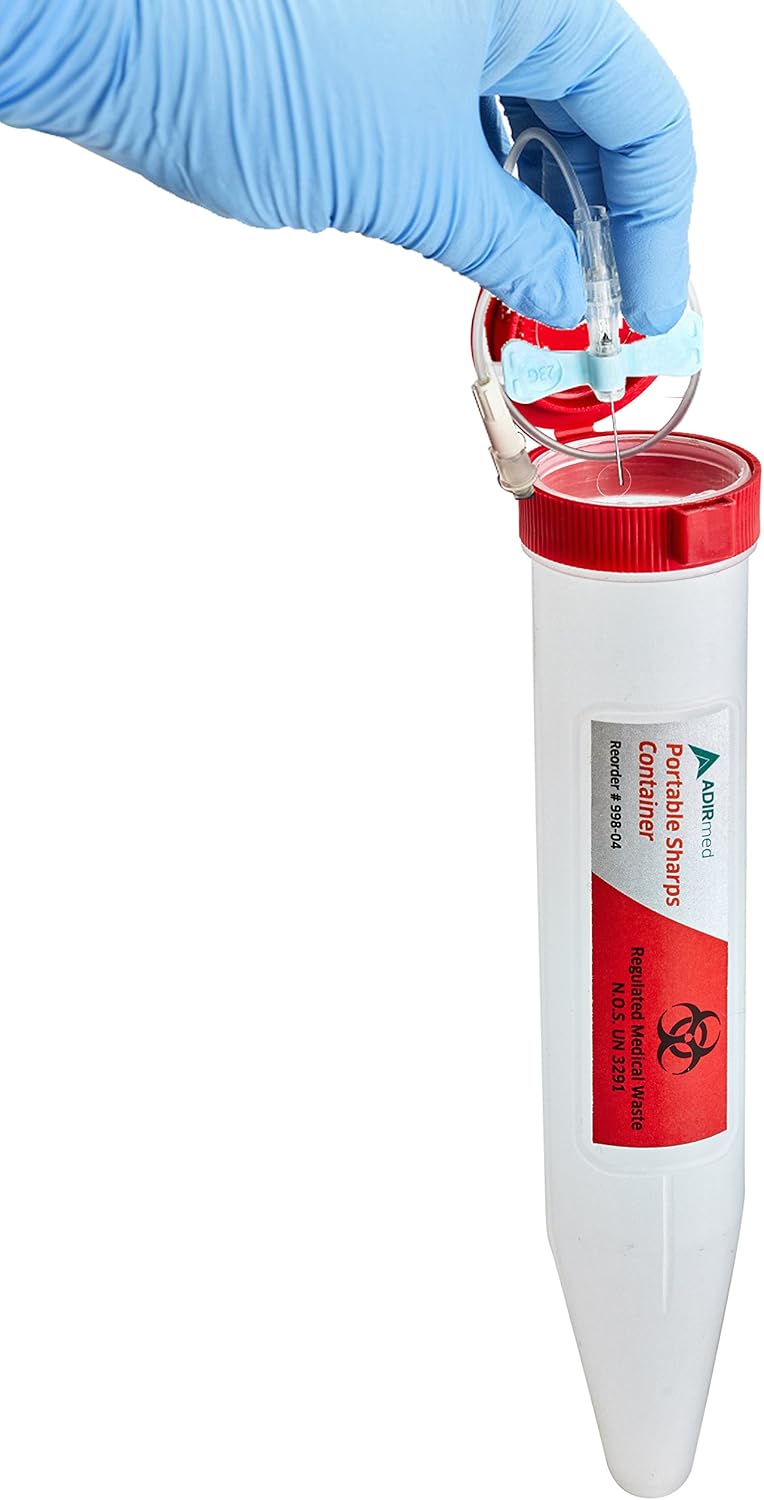 AdirMed 6-Pack Sharps & Needle Biohazard Disposal Container - Shuttle Container with Locking Mechanism: Health & Personal Care