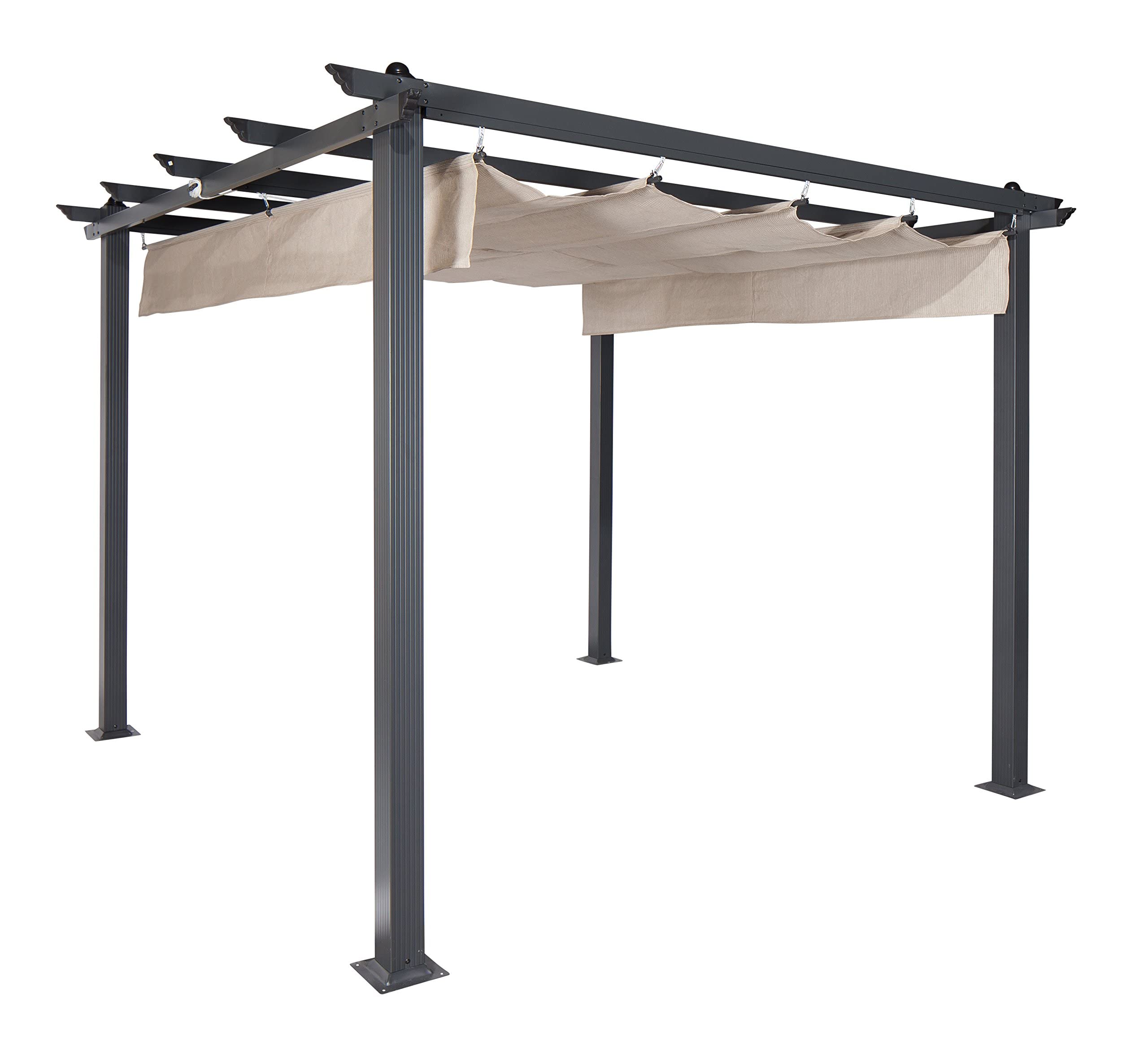 Photo 1 of *************INCOMPLETE ITEM/FOR PARTS ONLY**************
Coolaroo Aurora Pergola, Backyard or Patio Shade Pergola, Light Filtering 90% UV Block, 9'10" x 9'10", Smoke