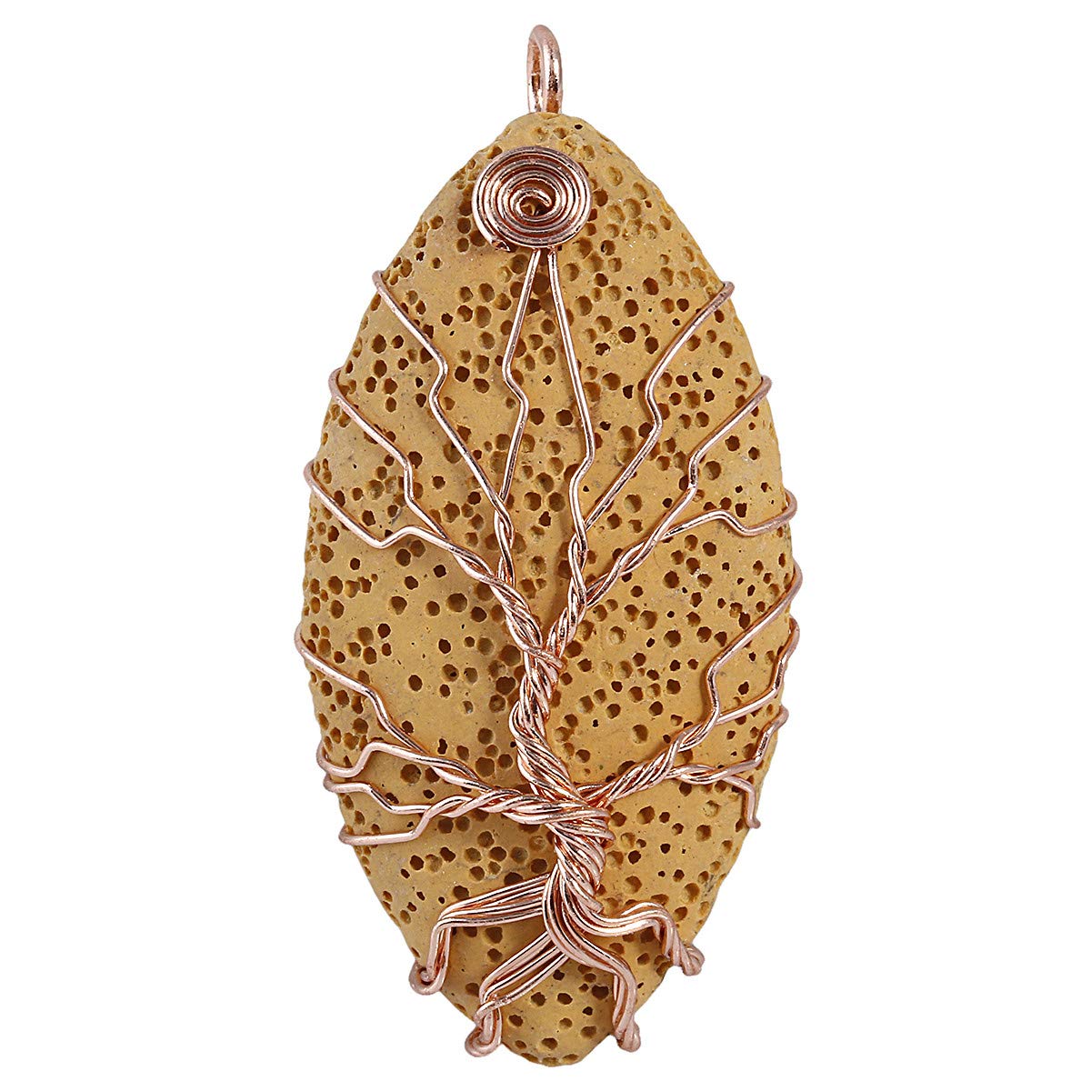 KYEYGWO Stone Tree of Life Necklace for Women and Men, Handmade Copper Wire Wrapped Pendant Jewelry