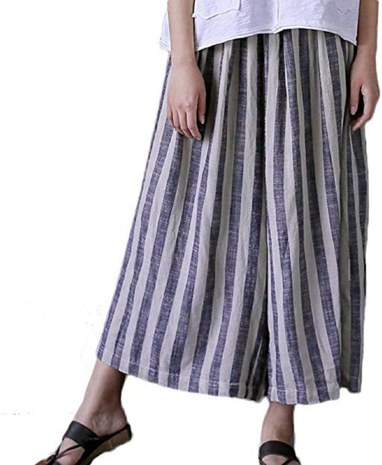 blue striped trousers women's