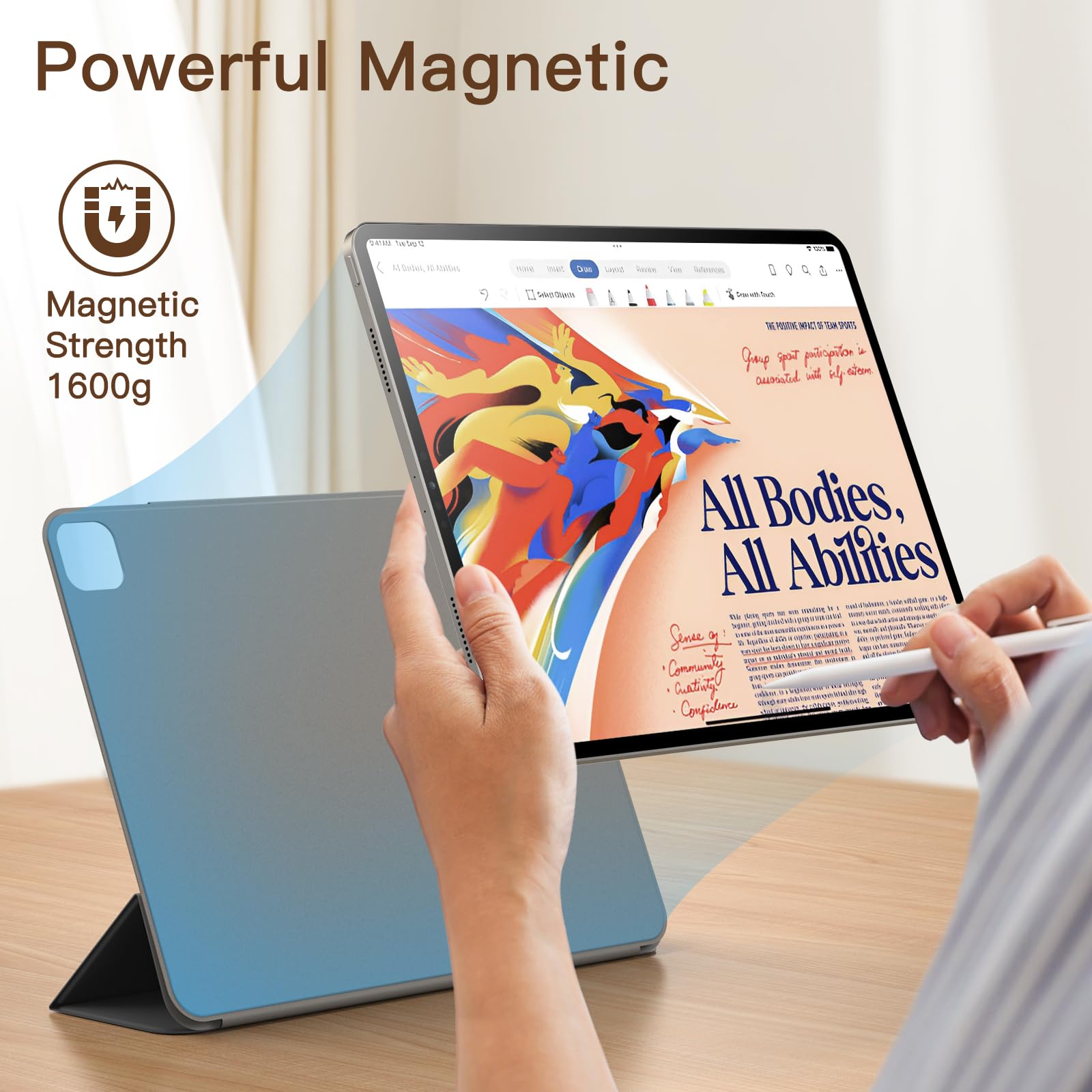JETech Magnetic Case for iPad Pro 12.9 Inch 2022/2021/2020/2018 (6th/5th/4th/3rd Generation), Pencil 2nd Charging, Magnetic Attachment, Cover Auto Wake/Sleep (Black)
