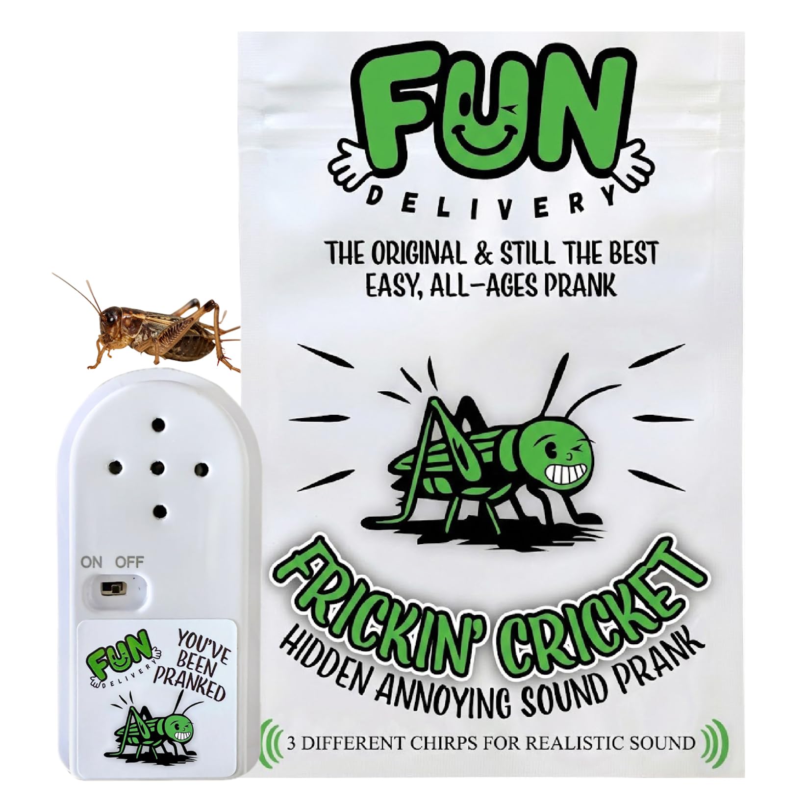 FUN delivery Frickin’ Cricket: Hidden Cricket Noise Maker Prank – Electronic Sound Toy for Office Humor, Dorm Rooms, Funny April Fools Pranks for Adults