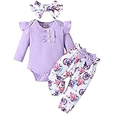 GDTOGRT Baby Girl Clothes Newborn Infant Outfits Ruffle Romper+ Floral Pants + Cute Headband Sets for Girls
