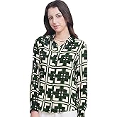 COLD POSH Women's 100% Pure 19MM Mulberry Silk Blouse Button Down Print Shirt Women Retro Tops for Casual Summer