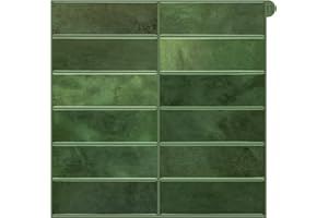 AOFEGRLT 10-Pack Green Peel and Stick Backsplash Tiles for Kitchen & Bathroom, 12"x12" Self-Adhesive Waterproof Vinyl Wall Tile
