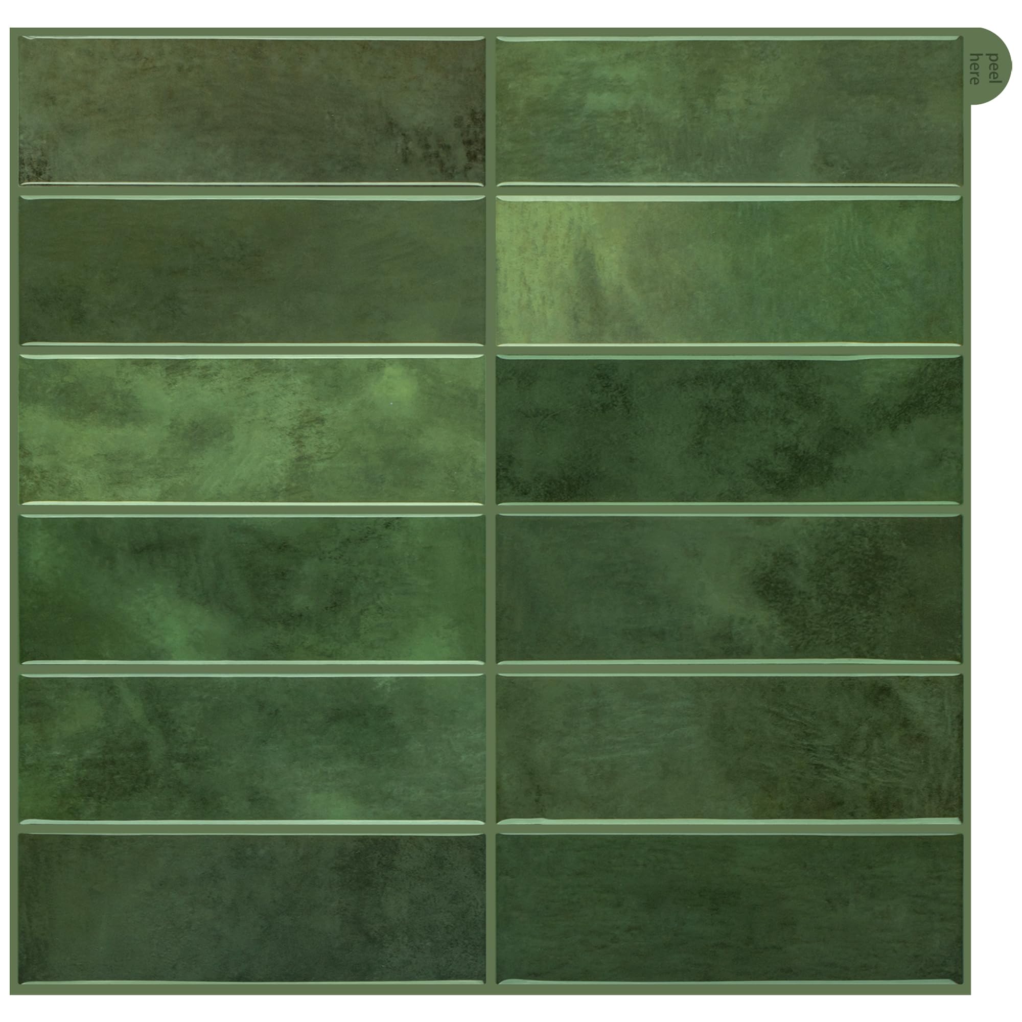 Photo 1 of 10-Pack Green Peel and Stick Backsplash Tiles for Kitchen & Bathroom, 12"x12" Self-Adhesive Waterproof Vinyl Wall Tile