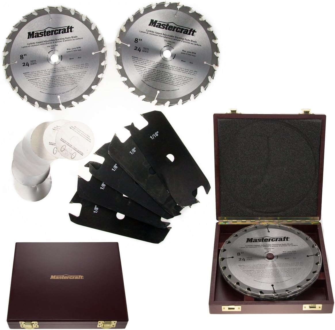 Mastercraft Circular Saw Blade Set 8" 24 Teeth Carbide Tipped Dado