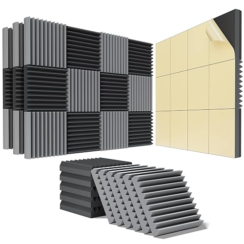 48 pack Acoustic Panels Self-Adhesive, 2" X 12" X 12" Quick-Recovery ...