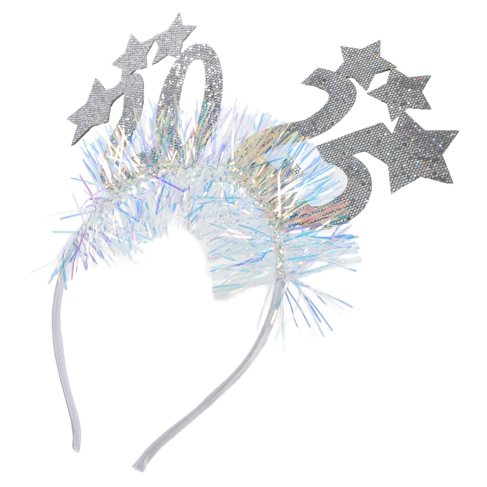 Toyvian 2025 New Year Tiara 2024 New Year Headwear Star Tinsel Headband Happy New Year Headband New Years Eve Party Supplies New Year Head Boppers New Years Party Favors Greeter Silver