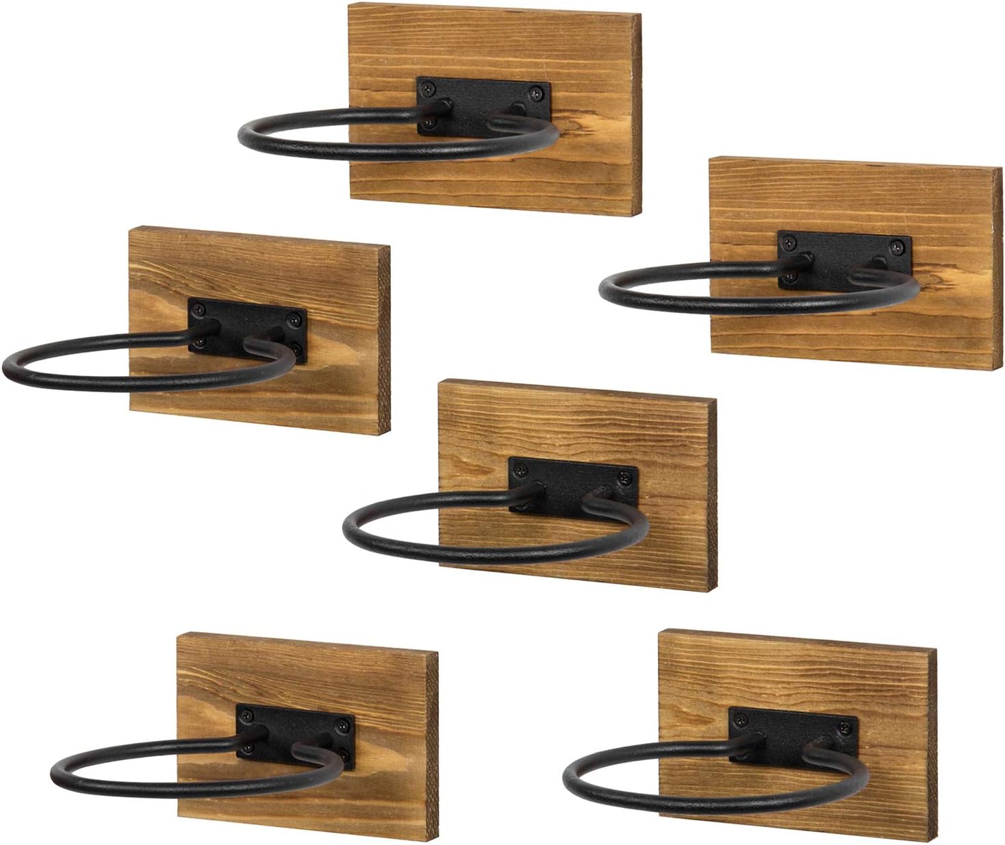 MyGift Wood & Metal Wall-Mounted Sports Ball Holder Storage, Set of 2: Sports & Outdoors