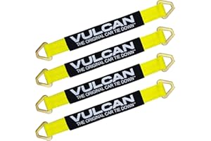 VULCAN Tie Down Axle Straps with Wear Pad - 4 Pack - Classic Yellow - 3,300 Pound Safe Working Load
