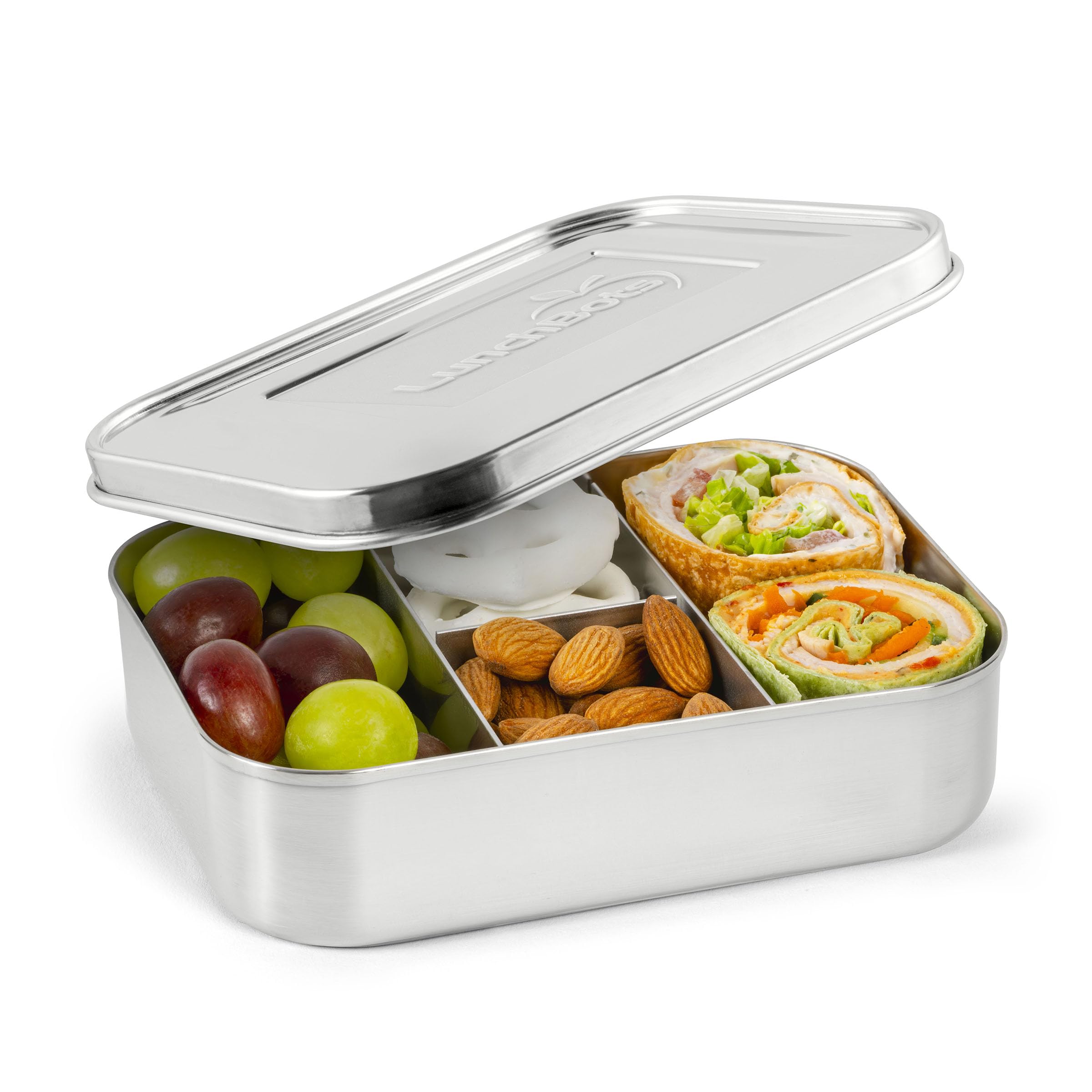 LunchBots Small Protein Packer Snack Container (470 ml) - Mini Stainless Steel Food Box With Portion Control Sections - Great for Nuts, Meat, Cheese and Finger Foods - Eco-Friendly, Dishwasher Safe and Durable